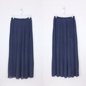 Michael Kors Polka Dot Pleated Slit Maxi Skirt